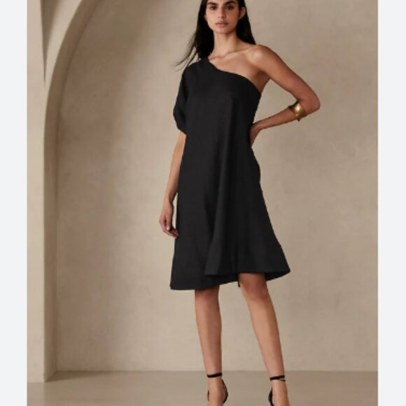 New Banana Republic Odile 100% Linen One Shoulder Dress - Size S - Picture 3 of 9